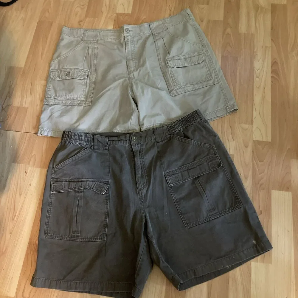 Cabelas Mens Cargo Shorts  Size 44 Outdoor Cotton Hiking Fishing Lot Of 2